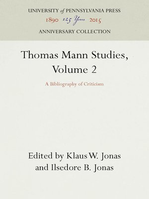 cover image of Thomas Mann Studies, Volume 2